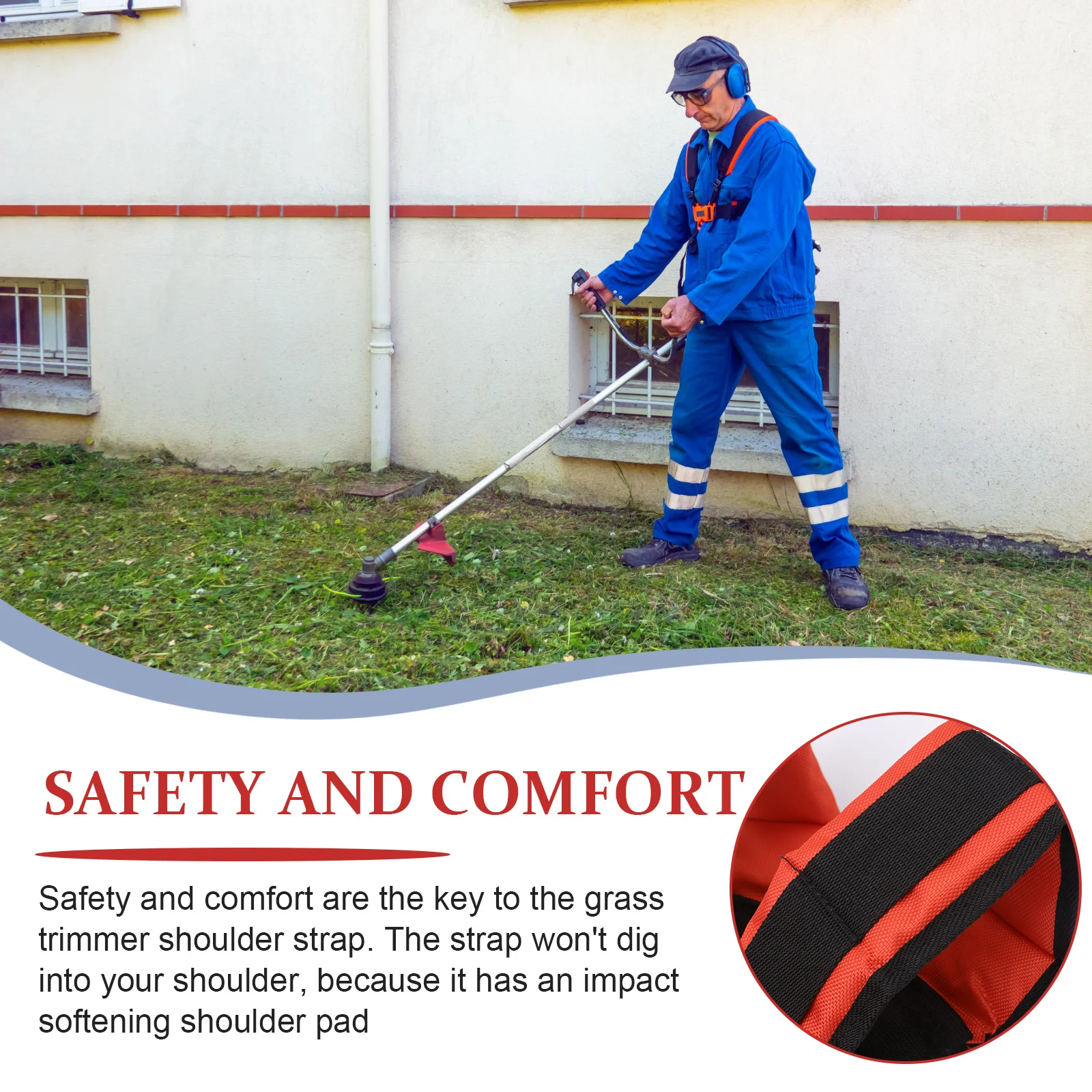 

Grass Trimmer Shoulder Strap Hedge Trimmer Lawn Mower Electric Chainsaw Harness Adjustable Soft Pad Suitable Trimmers