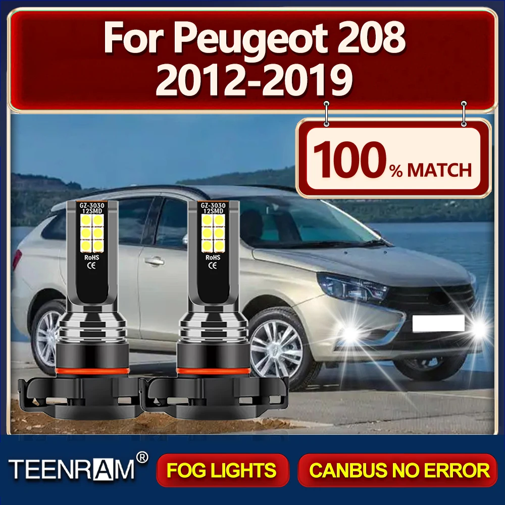 20000LM LED Car Lights 12V 60W Fog Lamps Bulbs 6000K White Super Bright For Peugeot 208 2012 2013 2014 2015 2016 2017 2018 2019