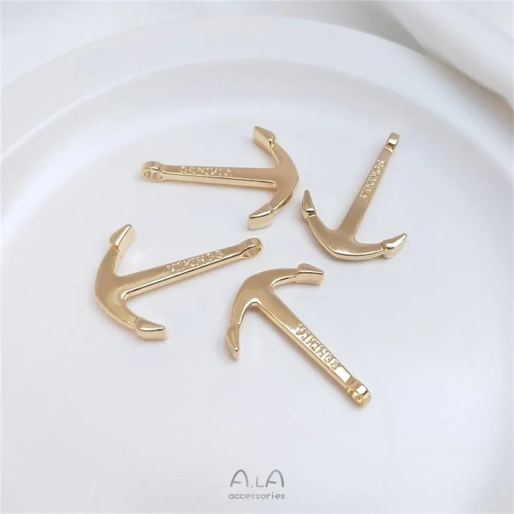 

14K Solid Gold Anchor Accessories Bracelet Leather Rope Chain Connection Buckle Pendant DIY Bracelet Finish Buckle Accessories