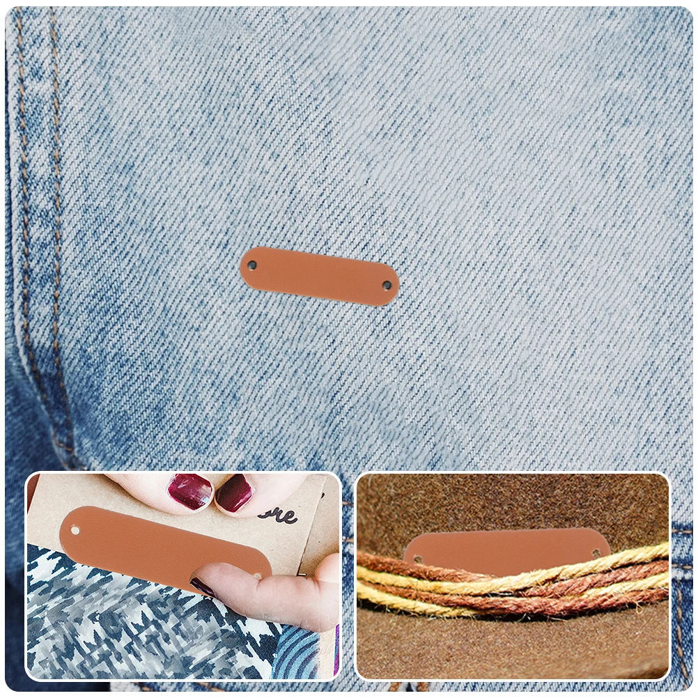 

100 Pcs Blank Labels 45x12mm Chocolate Synthetic Tags for Hats Bags Clothes Handmade Crochet Sewing Projects