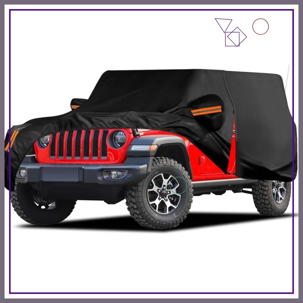 

Waterproof Car Cover for Jeep Wrangler 4 Door 2006-2025 with Zipper All Weather Protection