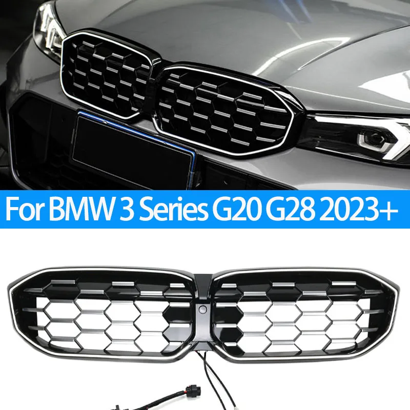 

For BMW 3 Series G20 G28 2023+ LED Diamond Car Front Bumper Kidney Grill Racing Grille Racing Grills Auto Grilles Accessories