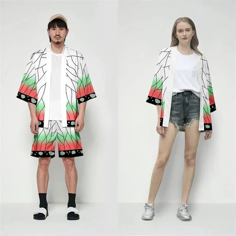 Anime Demon Slayer Kimetsu No Yaiba Haori Kimono Cosplay Kamado Nezuko abrigo camisa disfraces de Halloween para niños adultos