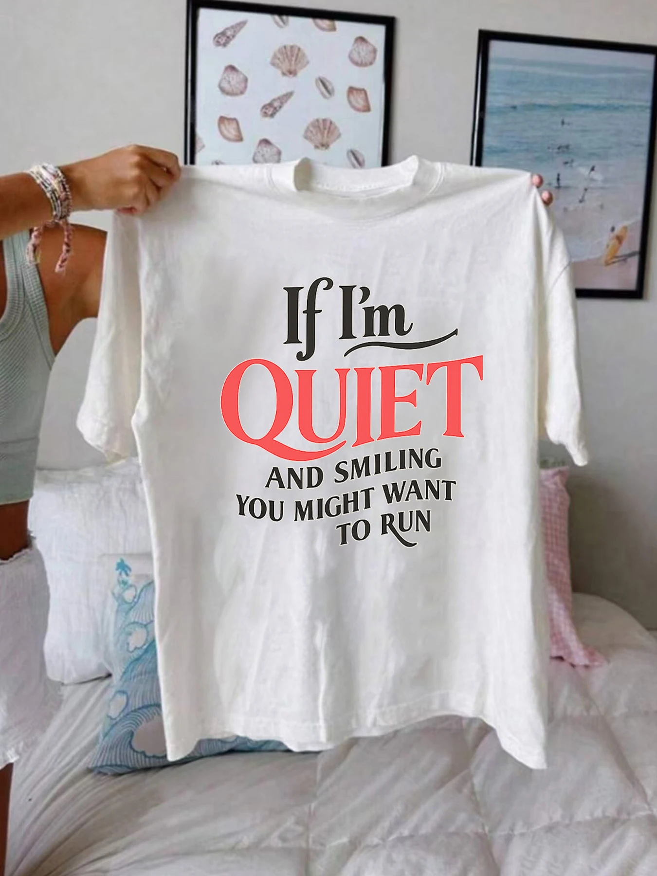 

【WZM1021180】Letter printing plus size women's T-shirt summer casual street fashion women's Joker short sleeve T-shirt