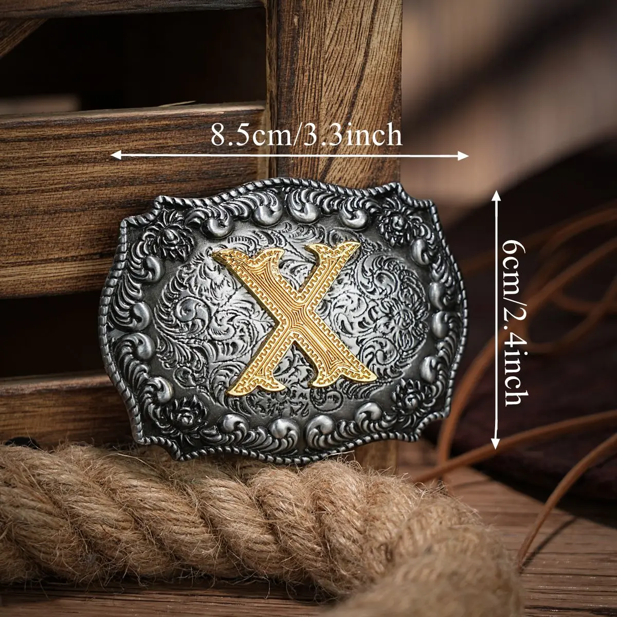 Western Belt Buckle Initial Letters ABCDEFG to Y-Cowboy Rodeo Silver Large Belt Buckle for Men Women