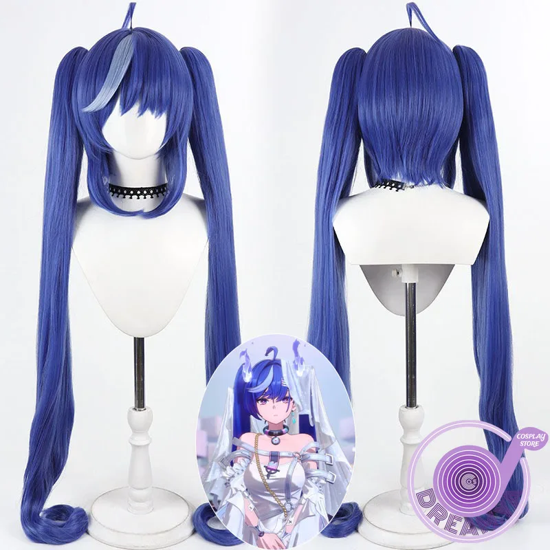 Nexus Echoes Cosplay Wig Neverness To Everness Blue Ponytail Heat Resistant Synthetic Hair Halloween Party Role Play + Wig Cap
