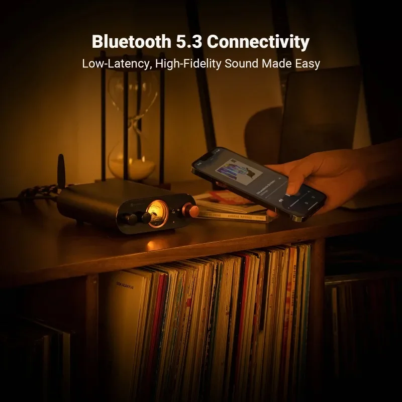 Fosi Audio MC101 Mini Amp Stereo مضخم الصوت المنزلي بلوتوث 5.3 مع VU متر 2 قناة HiFi استقبال للسلبي