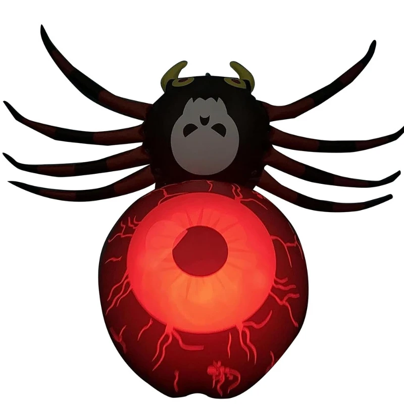 Araña inflable LED de PVC que brilla en la oscuridad, globo de araña, suministros para fiestas de Halloween, adornos de miedo para patio