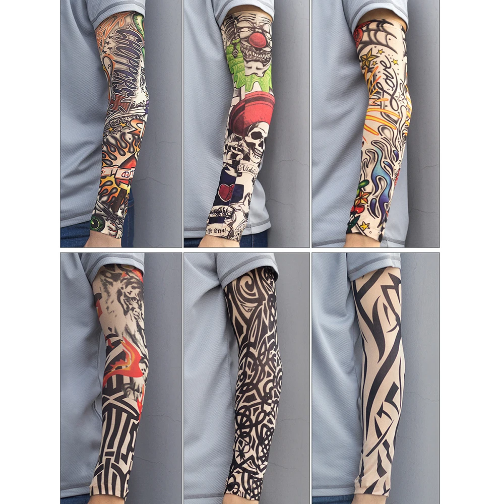 Estate New Flower Arm Tattoo Sleeves Seamless Outdoor Riding protezione solare manicotti per uomo donna protezione solare Uv scaldamuscoli