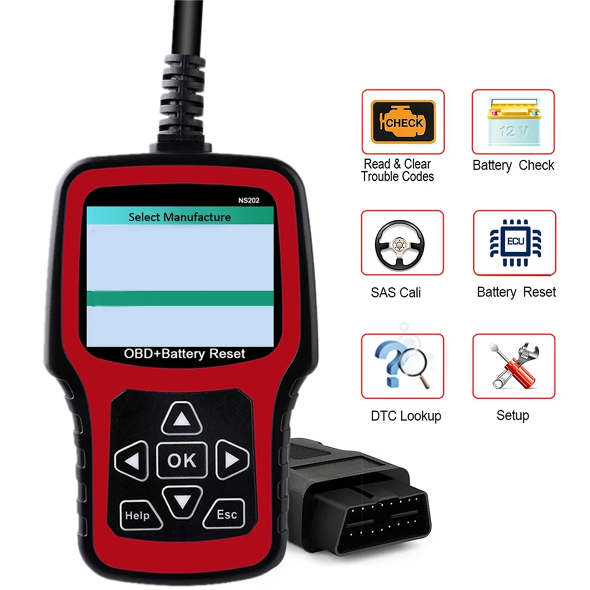 NS202 Battery Registration Tool+OBD/EOBD Diagnostic Supports 10 OBD/EOBD Test Modes for AUDI, BMW, MINI, BENZ, PORSCHE