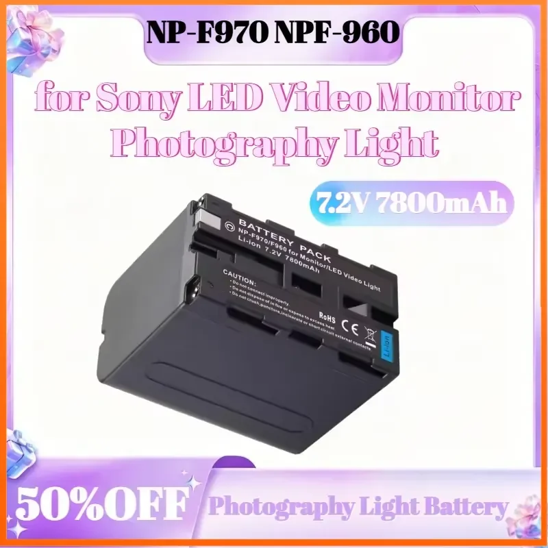 7.2V NP-F970 NPF-960 7800mAh Digital Battery for Sony LED Video Monitor Photography Light Rechargeable Battery