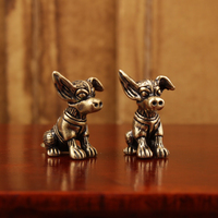 Copper Sculpture Solid Copper Puppy Brass Ornaments Cute Dog Zodiac Dog Antique Old Brass Tea Pet Small Ornaments