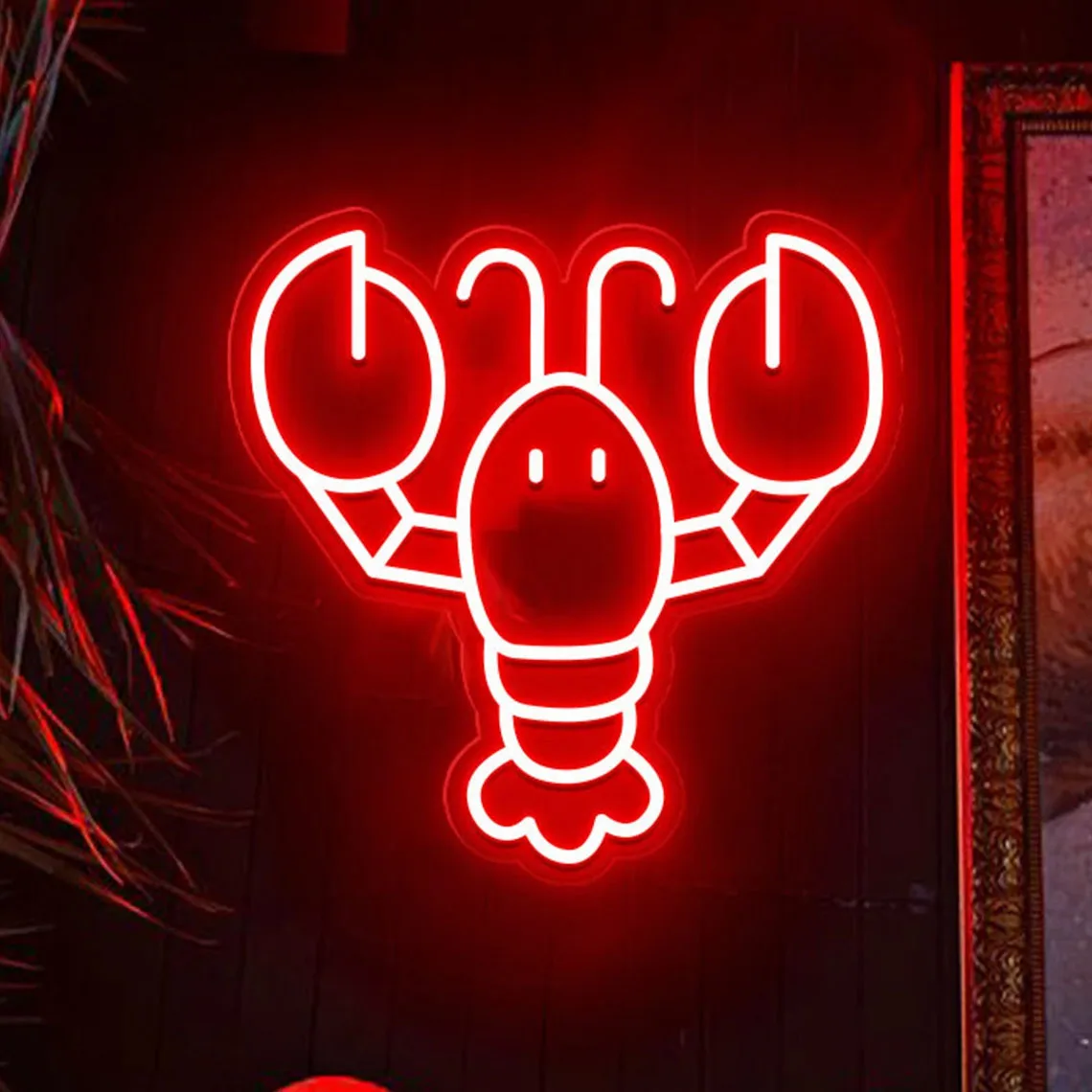 Lobster Neon Sign Seafood Market Sign Animal Neon Sign Crawfish Sign Restaurant Wall Decor Shrimp Food Light for Business
