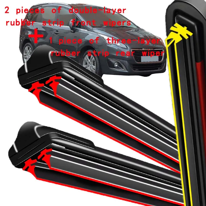 

For Peugeot 5008 T87 2009-2016 2010 2011 2012 Wiper Front & Rear Wiper Blades Windshield Windscreen Window Brushes 28"+28"+11"