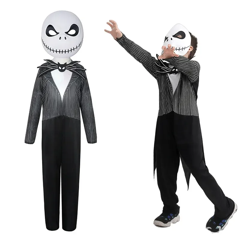 

Kids Jack Skellington Costume Boys The Nightmare Before Christmas Jack Skellington Cosplay Child Bodysuit Suit Halloween Clothes