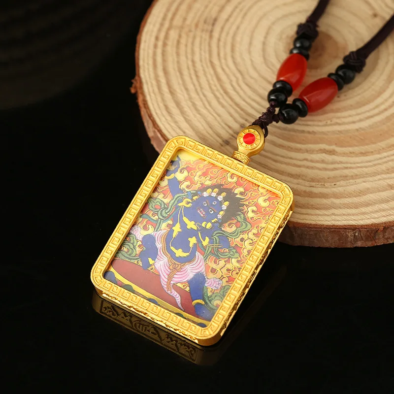 Green Tara Buddha Statue Thangka Tibetan Buddhism Pendant Necklace Nepalese Thangka Buddhist Sacred Amulet Maitreya Necklace image 4