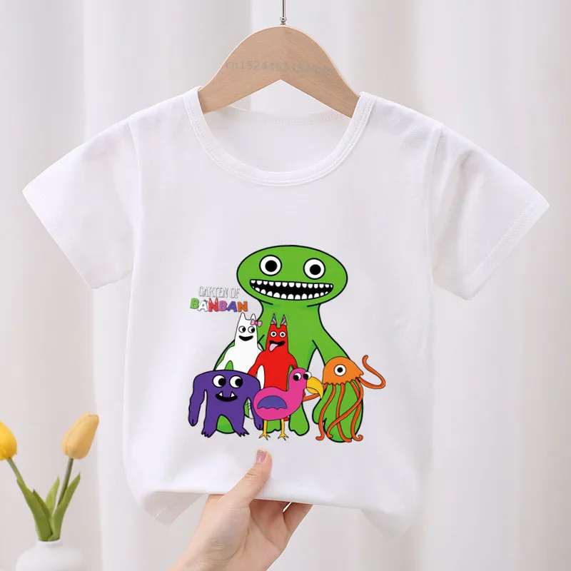 Garten of Banban Game Print Cartoon Kids T-shirt Children's Clothes Summer Baby Girls Tops Boys Short Sleeve White T shirts