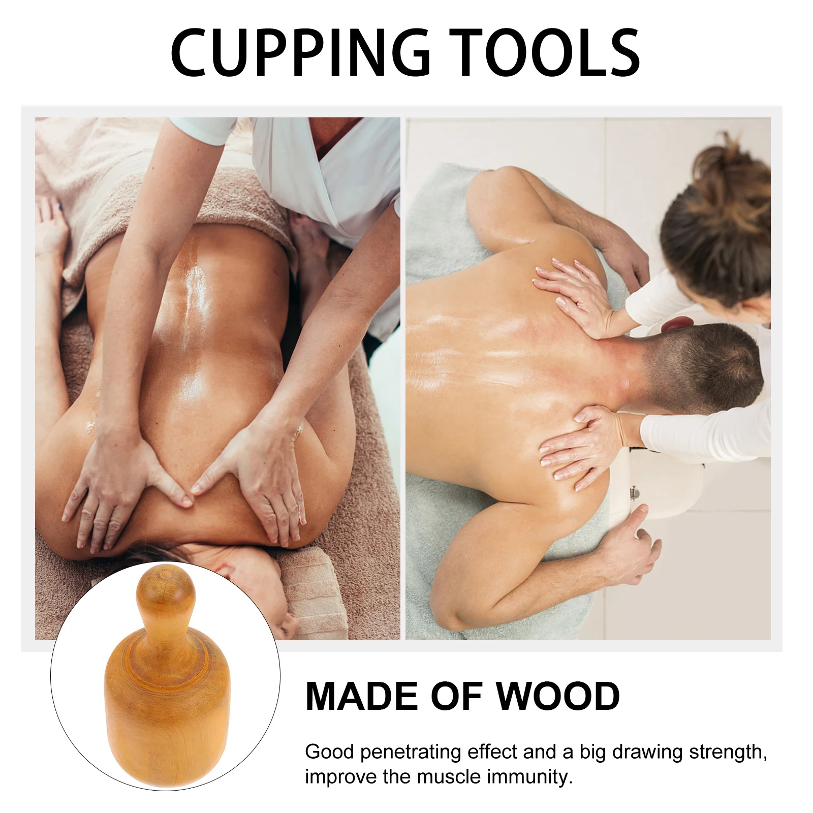 

1Pcs Wooden Cupping Cup Round Smooth Mouth Non-Slip Strong Suction Clear Meridians Balance Yin Yang Body Care Massage Tool