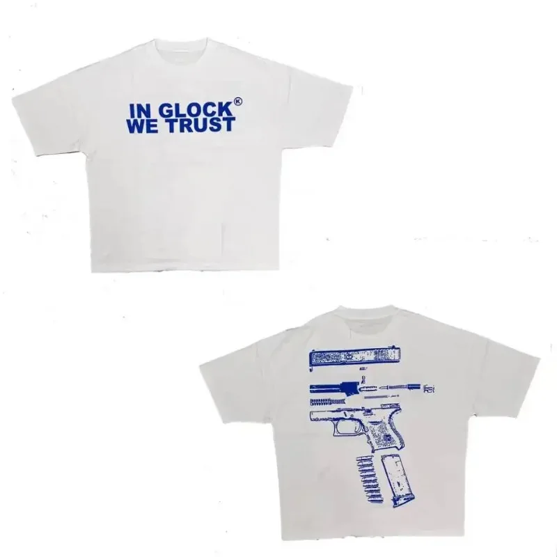 

Fashion Brand Women's T-shirts IN GLOCK WE TRUST Letter Printed Short-sleeve Oversized Cotton T-shirt for Women Tops Tees