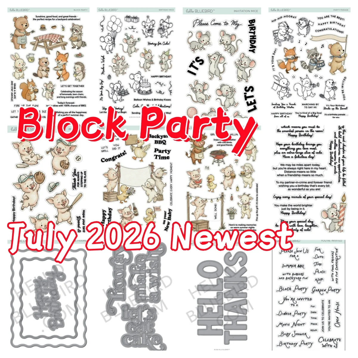 Mice Pig Celebration Birthday Block Party BBQ Metal Cutting Dies Clear Stamps for DIY Making Card Scrapbook Craft Newest 2026