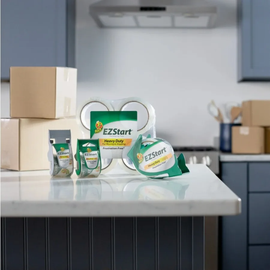 شريط تغليف شفاف، 1.88 بوصة × 55 ياردة، 8 لفات، لاصق يدوم طويلاً