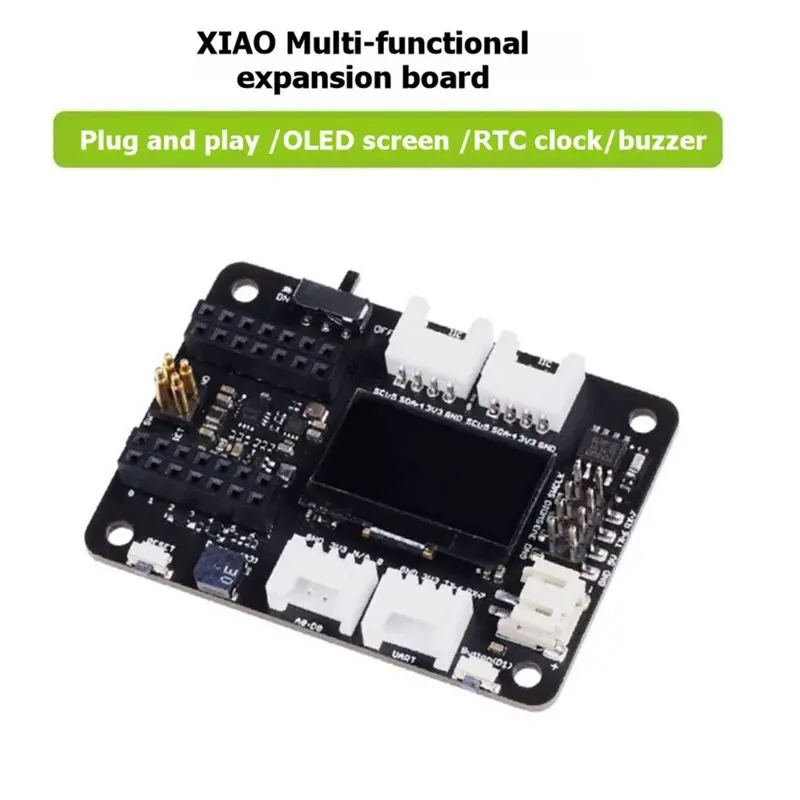 AU61-Expansion Board Base For XIAO Seeed Featuring Grove OLED, IIC Uart, Analog Digital,Buzzer, Button,On Board Battery