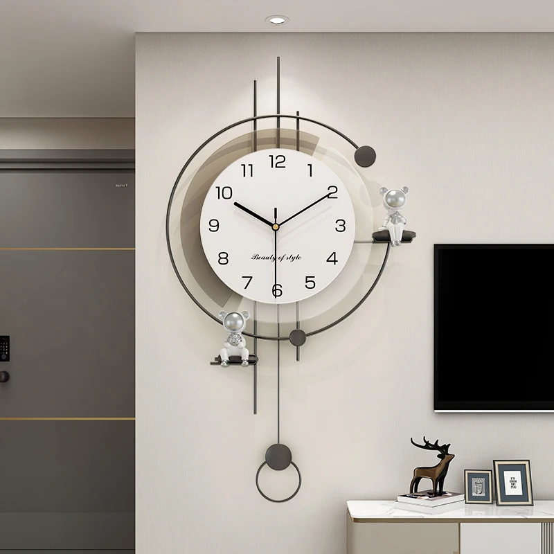 

European No Sound Luxury Wall Clock with Pendulum Creative Large Queen Art Wall Clock Modern Room Reloj Digital Pared Clocks