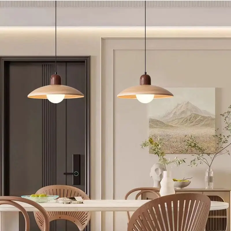 Wabi Sabi Style Wood Grain Pendant Light Japanese Retro Home Decor Lighting Fixtures for Homestay Bedroom Parlor Corridor Foyer