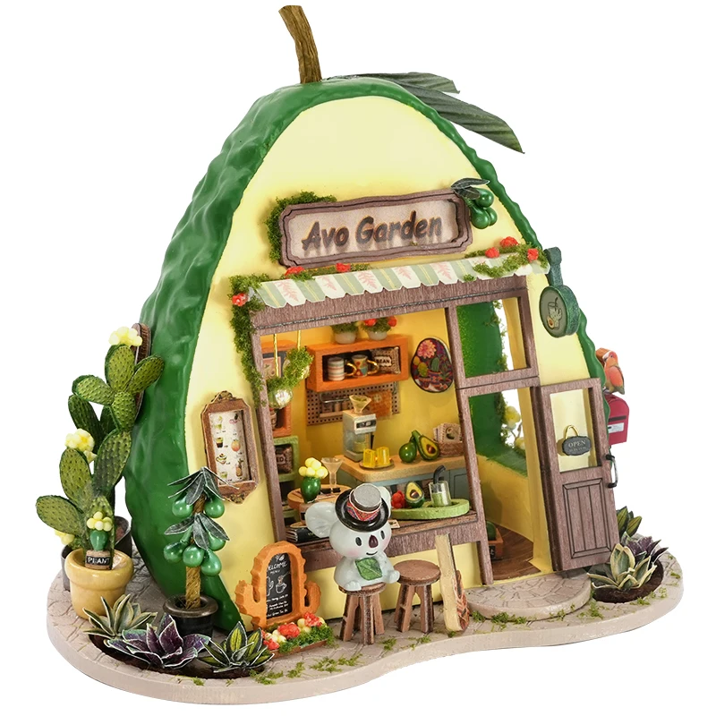 

DIY Wooden Mini World Casa Miniature Model Kits Koala Milkshake Shop With Furniture Lights Dollhouse for Friends Birthday Gifts