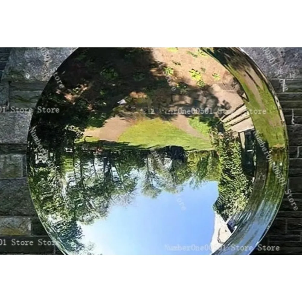 Modern stainless steel concave mirror hotel model room entrance TV background wall living room study round wall decoration wall