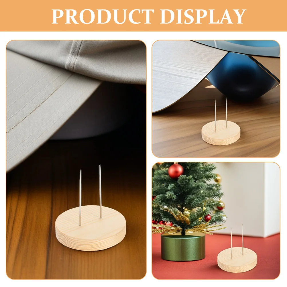 12Pcs Wooden Crochet Stand Dual Needle Stable Base Holder Clay Figures Handmade Collectibles Display Rack for Craft Store