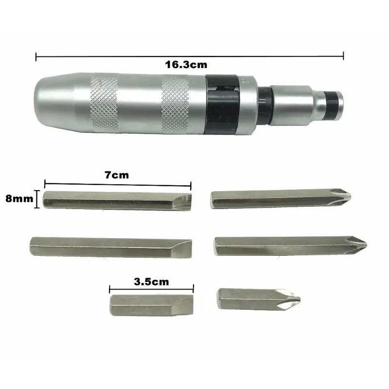 

7PCS professional portable impact screwdriver with anti slip handle for loosening frozen bolts and stubborn fasteners