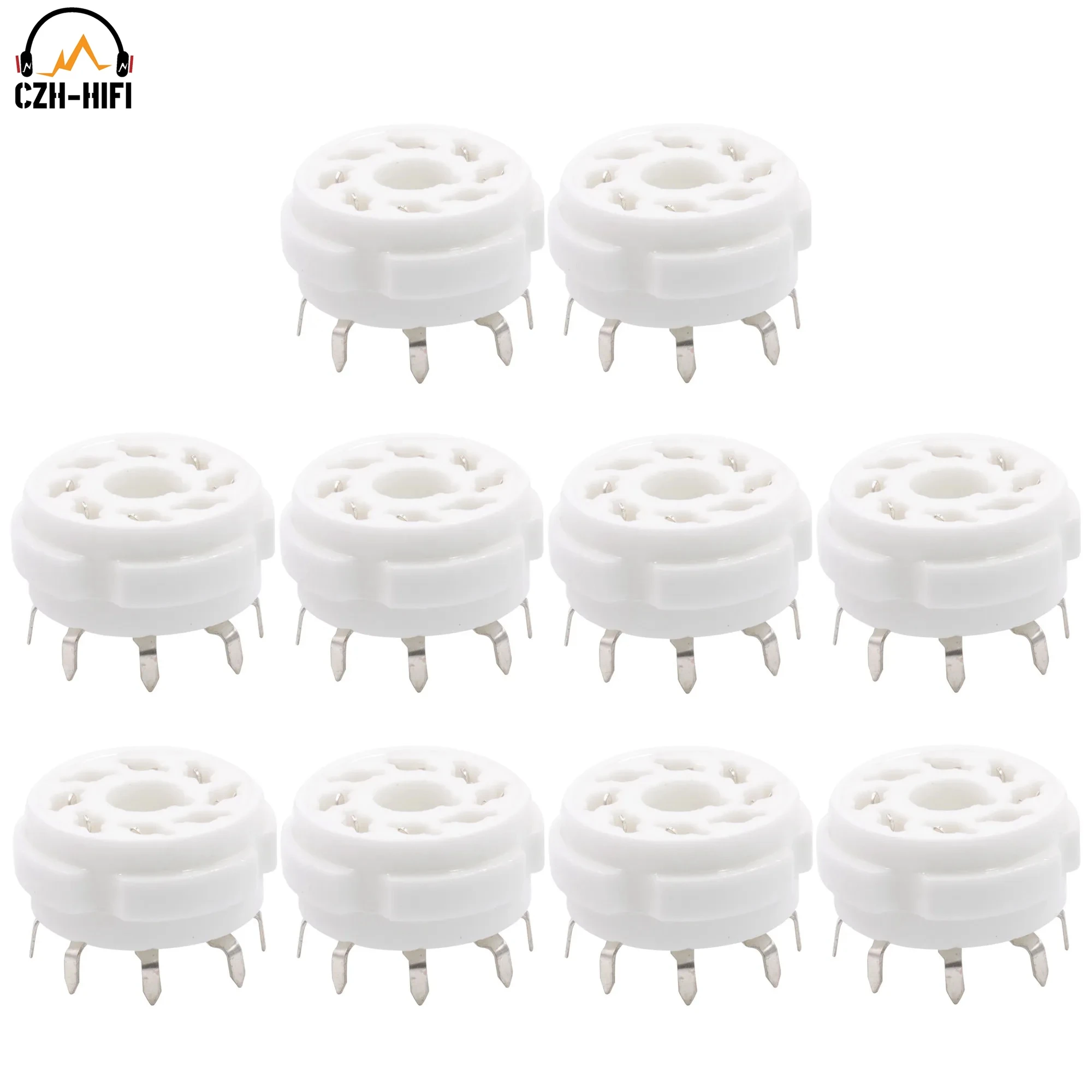 10pcs K8A PCB Mount 8 Pin Octal Ceramic Tube Sockets For 6P3P 6SN7 6N8P 6N9P 5Z3P 5Z4P 6550 KT88 Vintage Hifi Audio Tube AMP DIY