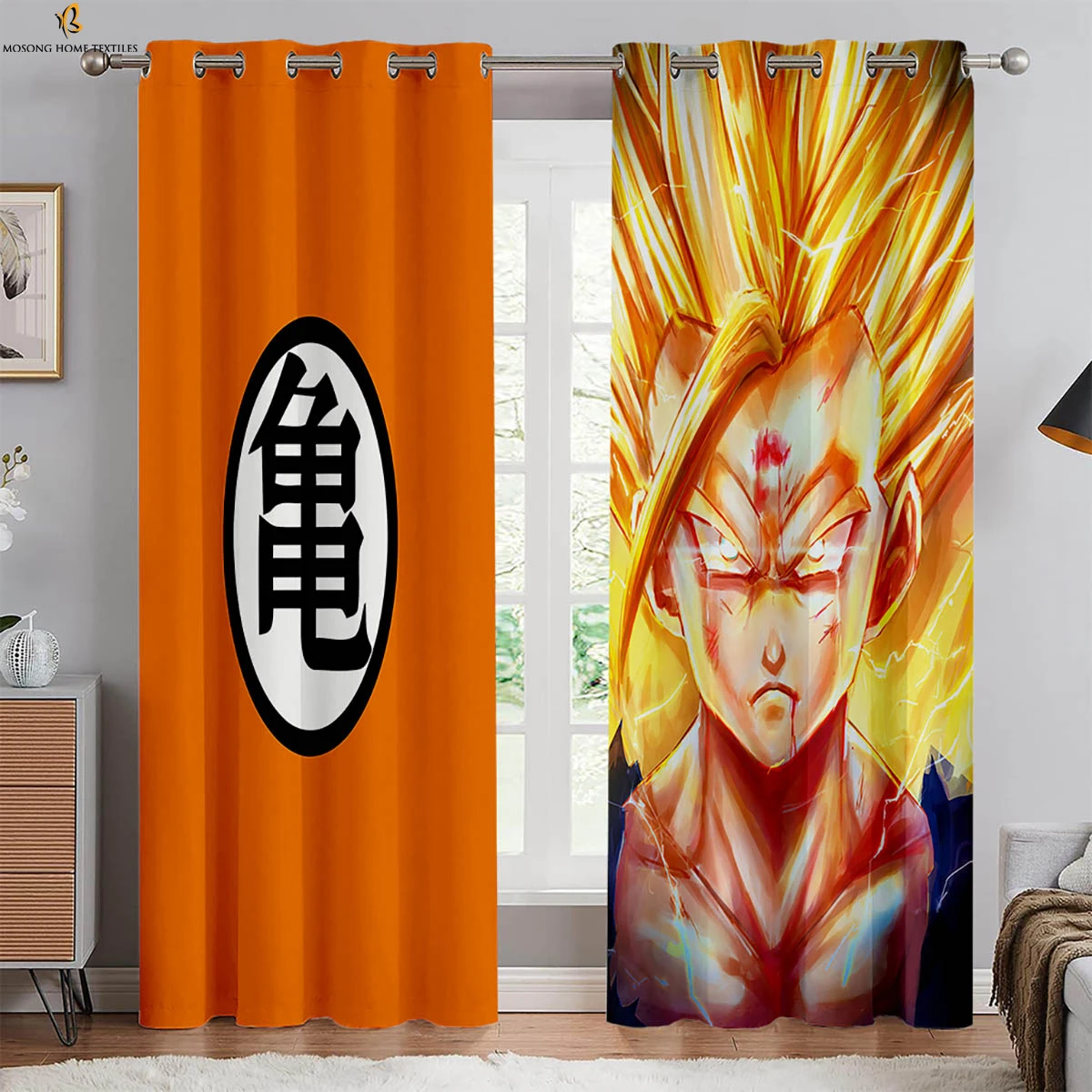 2 Pieces Of Japanese Cartoon Printed Curtains Polyester Fiber Washable Suitable For Bedroom Dormitory Living Room Decoration