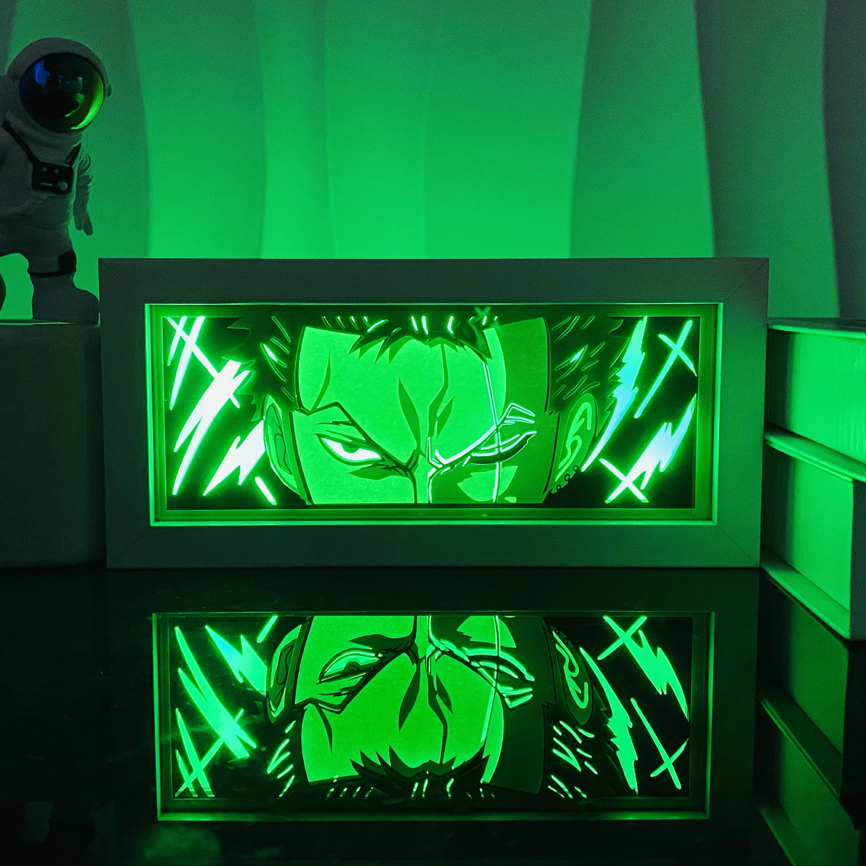 Kotak lampu Anime potongan kertas Shadow, Lightbox bingkai kayu lampu malam untuk dekorasi anak kamar tidur lampu malam Led 3d lampu meja hadiah