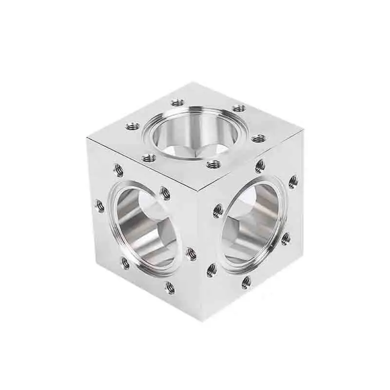 Custom Cnc Machining 304 Stainless Steel CF Cubic Flange Integrated Knife Edge Flange High Vacuum Square Six-Way Square Cavity