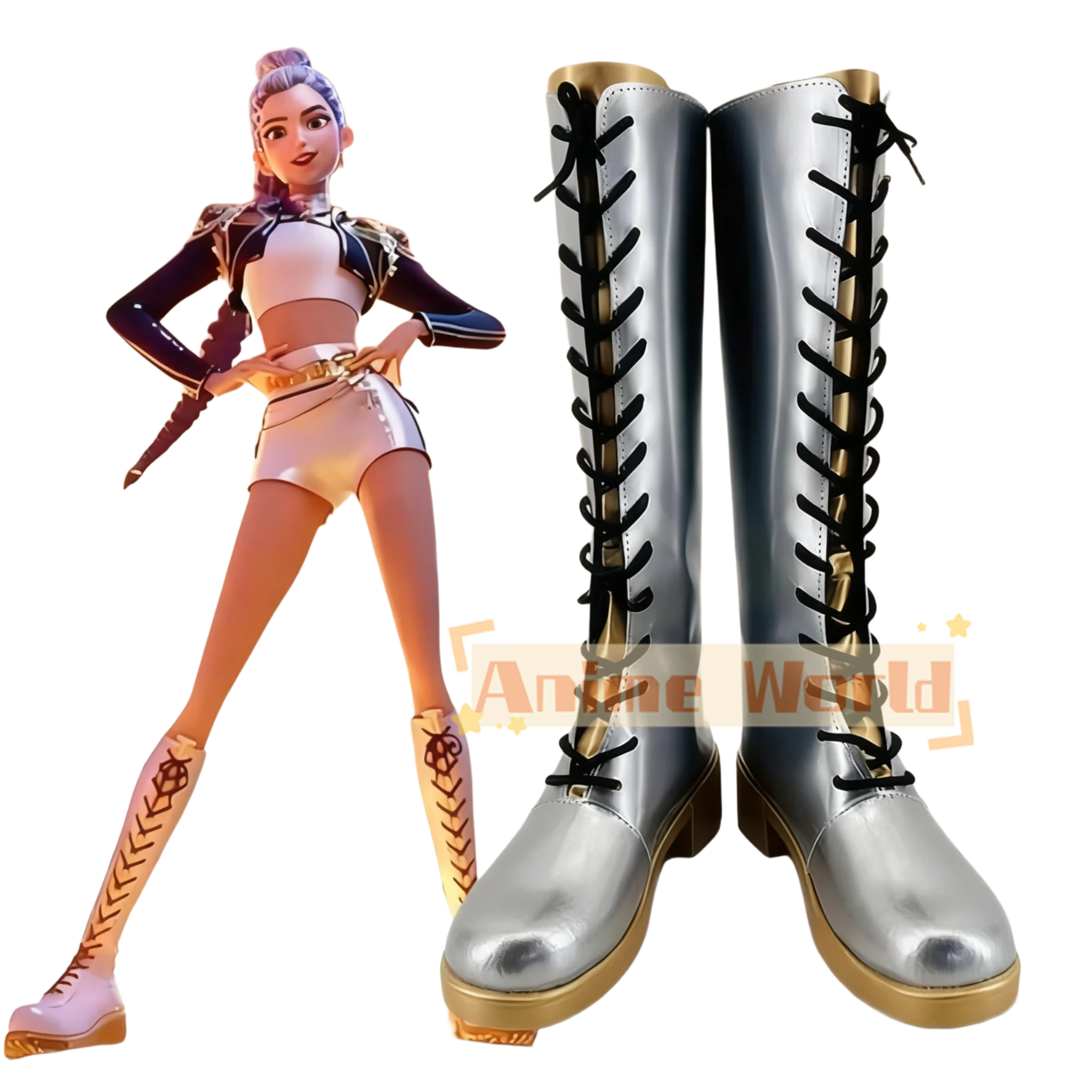 Niños adultos niños niñas niños Kpop HUNTR/X Golden Rumi Cosplay botas zapatos botas mujeres niñas fiesta de Halloween juego de rol