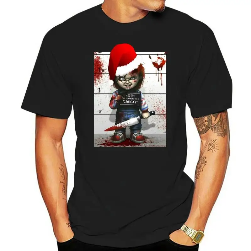 Christmas Tshirt Chuck Horror Print Short Sleeve Top Tee Men Xmas Casual Fashion Custom Special Print Tee Shirt