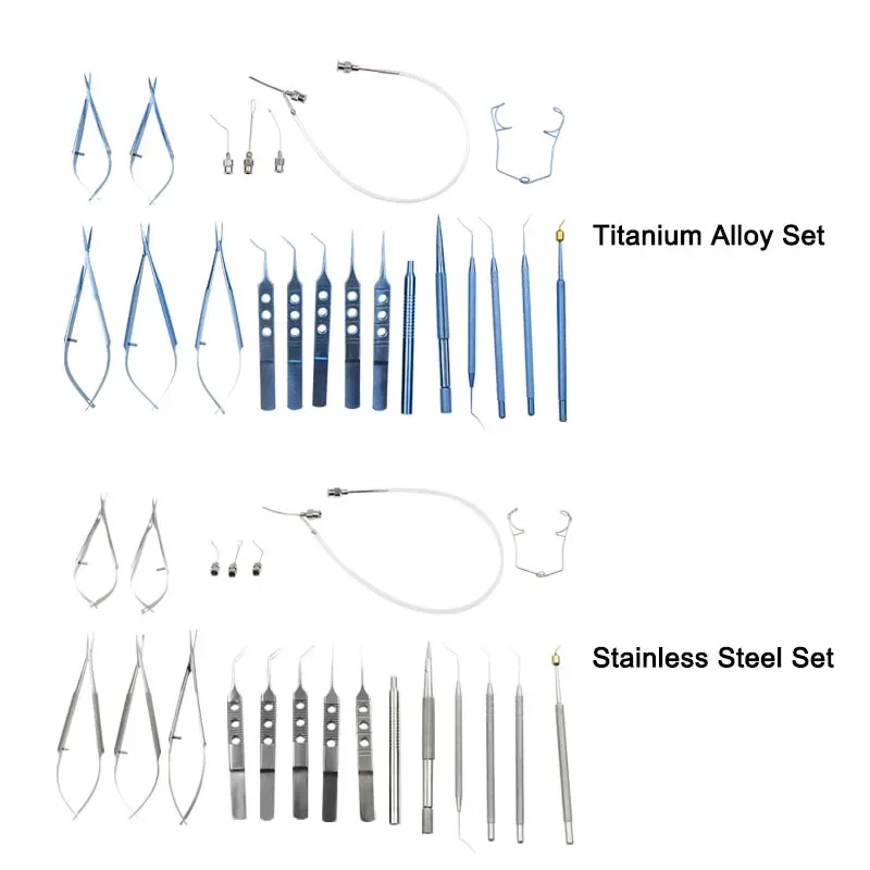 21pcs Ophthalmic Cataract & Intraocular Set Surgical Tool Eye Micro Surgery Tools Titanium Alloy Eyelid Ophthalmic Instrument