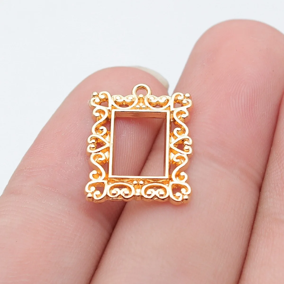 WYSIWYG 4pcs 20x15mm 6 Colors Photo Frame Charms For Jewelry Making Retro Rectangle Photo Frame Charms Charm Photo Frame