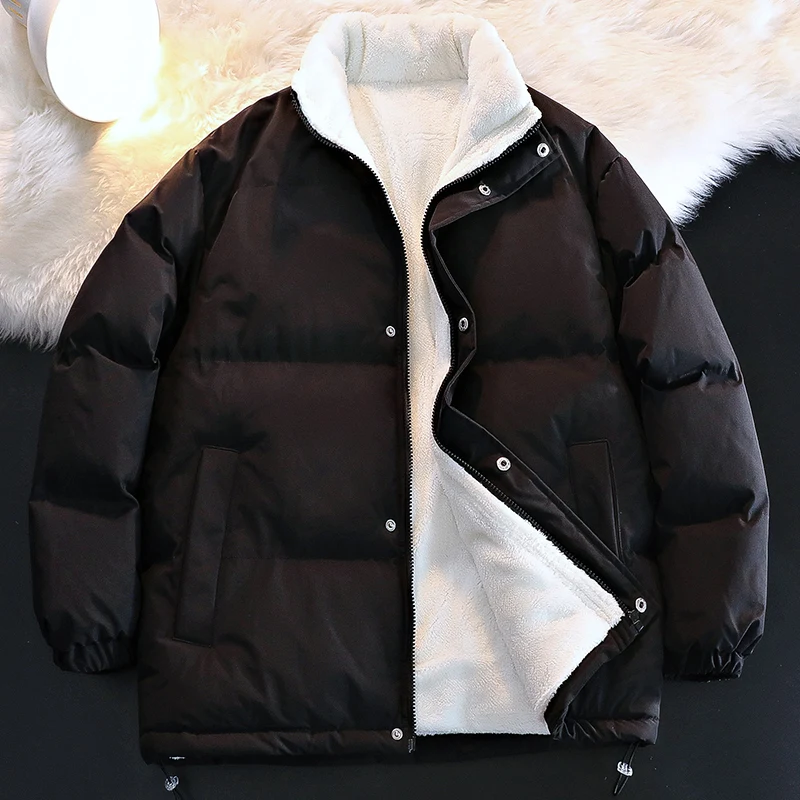 Inverno caldo foderato in pile piumini uomo parka spesso Casual uomo imbottito piumino Outwear cerniera manica lunga coppia cappotto Outdoor