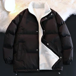 Winter Warm Fleece Lined Puffer Jackets Men Thick Parkas Casual Men Padded Down Outwear Zipper Long Sleeve Couple Outdoor Coat