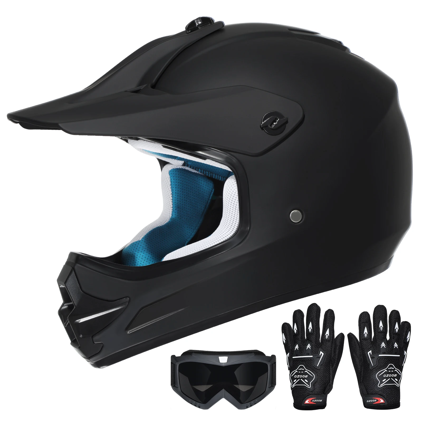 Youth Motorcycle Full Face Helmet Off-Road DOT Approved Helmets Motorcross Dirt Bike Helmet with Goggles and Gloves For Children
