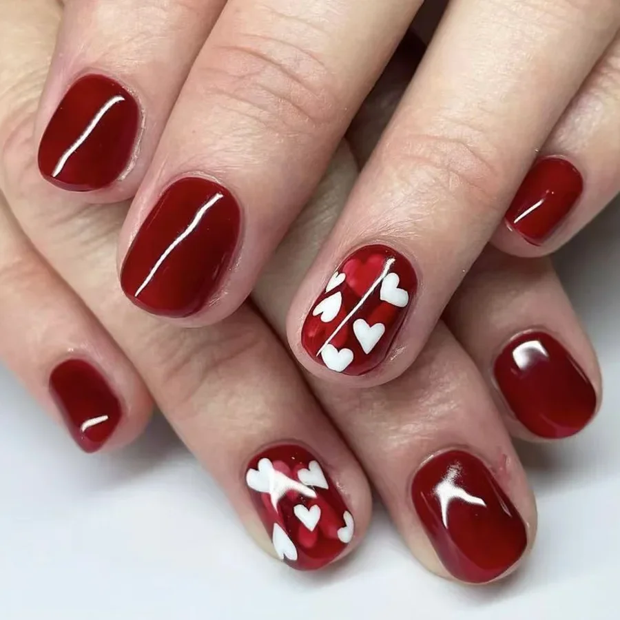 24pcs Polka Dot Press on Nails Red False Nails Wearable Stick-on Nails Fake Nail Uñas Postizas Накладные Ногти Faux Ongles 네일팁