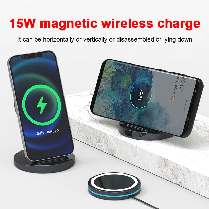 

Portable magnetic removable 15W magnetic wireless charger phone stand For iPhone16, Apple 15, 14 Pro Max charging stand