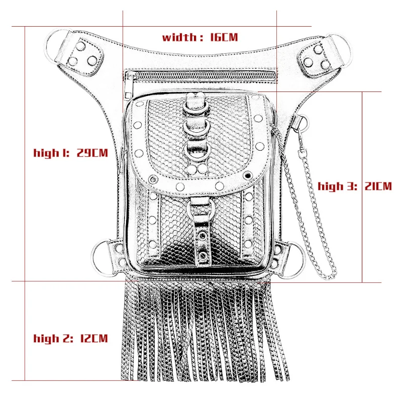 Chihage tas pinggang gaya Euramerican Y2K wanita, tas bahu kepribadian Vintage Steampunk kapasitas besar selempang