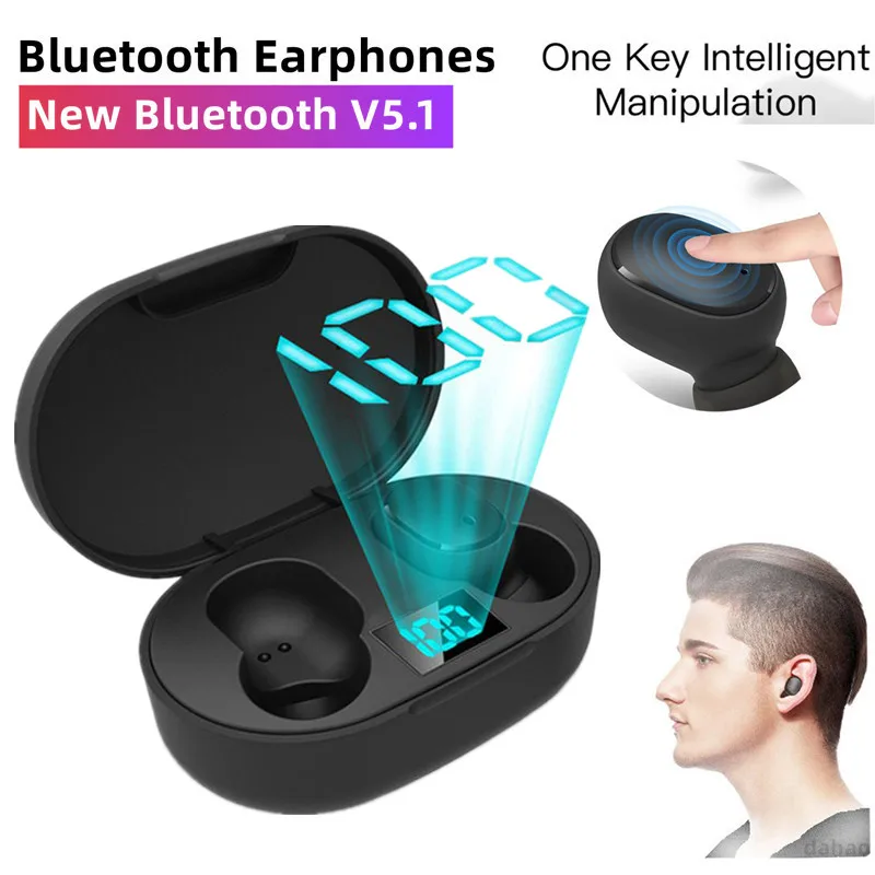 Fones de ouvido Bluetooth sem fio com microfone E6S TWS Headphones Redução de ruído Headset Lenovo Handsfree Earbuds Air Pro