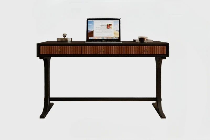 

Детский учебный стол из цельного дерева в средневековом стиле, письменный стол для спальни с книжной полкой, простой компьютерный стол