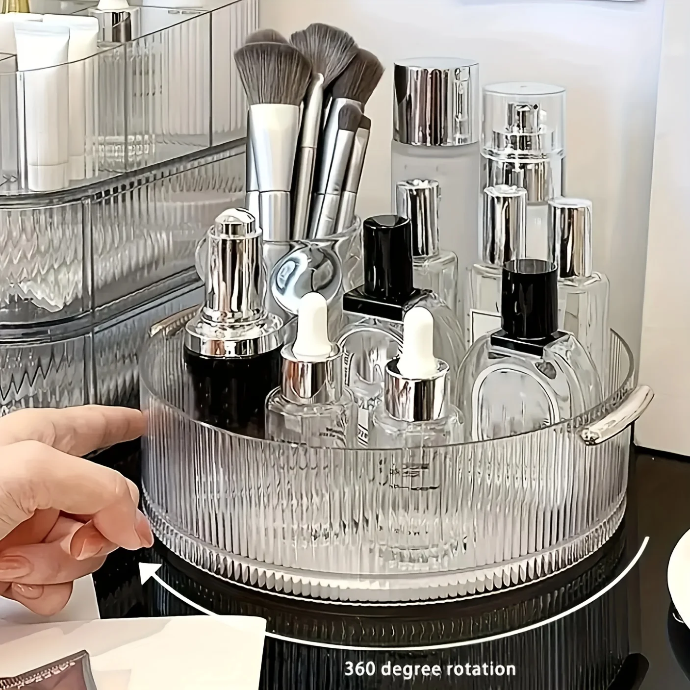 Organizador De Perfume De Maquiagem, bandeja De Perfume, rotação de 360 graus, armazenamento de mesa cosmético, loção Display Case, 1Pc