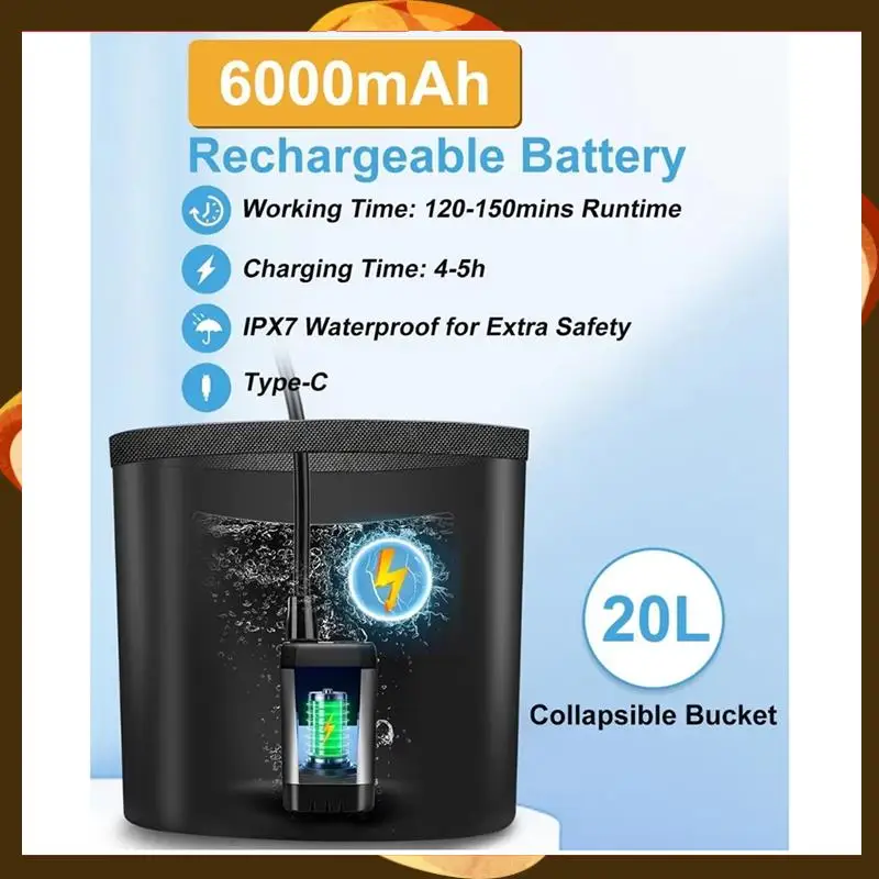 

Rechargeable Portable Camping Shower,6000Mah Battery Ideal For Outdoor Travel, Gardening & Car Washing-T34C